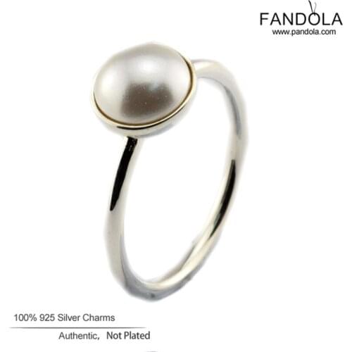 100% 925 Sterling Silver Rings Luminous Droplet White Crystal Pearl Ring for Women Wedding Jewelry accesorios anillos mujer