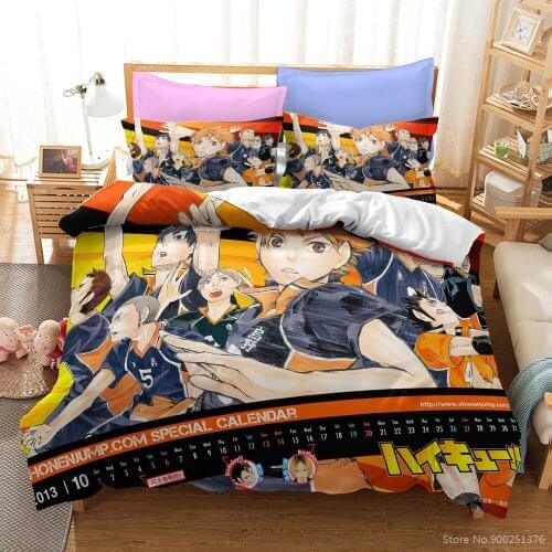 2/3pcs Anime Haikyuu!! 3D Printed Bedding Set Soft Duvet Cover Set Quilt Cover Set Home Textile Bedclothes for Young Boys Girls