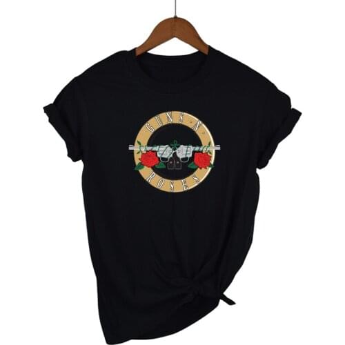 2020 Guns n Roses Rock Roll T Shirts women t-shirt GNR Black cotton Tshirt Vintage Hip Hop Female Top Tee