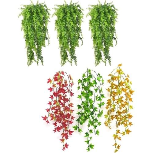 3 Pcs Artificial Reptile Plants Lifelike Terrarium Plastic Plant Amphibian Hanging Habitat Decoration with Suction Cup