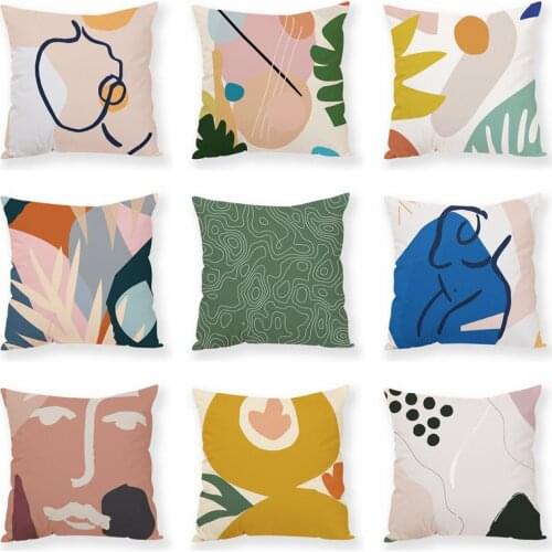 Abstract Nordic Minimalist Plush Pillowcase 45 X45CM Line Decorative Living Room Sofa Seat Cushion Cover Pillowcases
