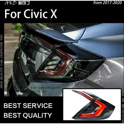 AKD Car Styling Tail Lamp for Civic Tail Light 2017-2020 Civic X LED Rear Lamp DRL Dynamic Signal Brake Reverse auto Accessories