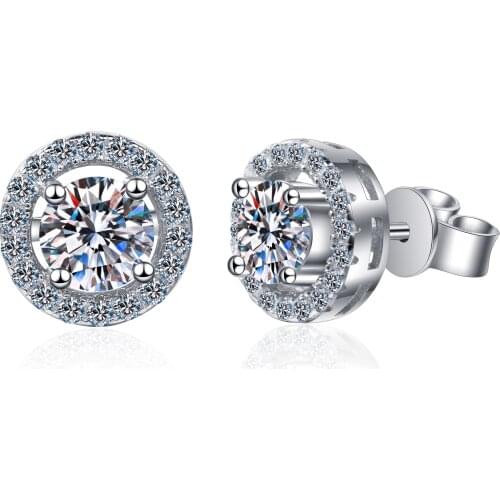 ANZIW 925 Sterling Silver Moissanite Diamond Round Stud Earrings For Women Classic Stud Earrings Wedding Jewery