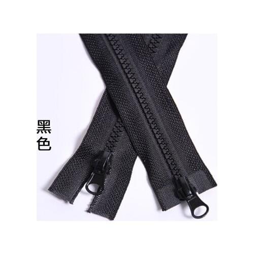 Free shipping 5pcs/lot 5# 150cm black resin double-ended zipper down jacket coat zipper tent bag zipper double slider zipper