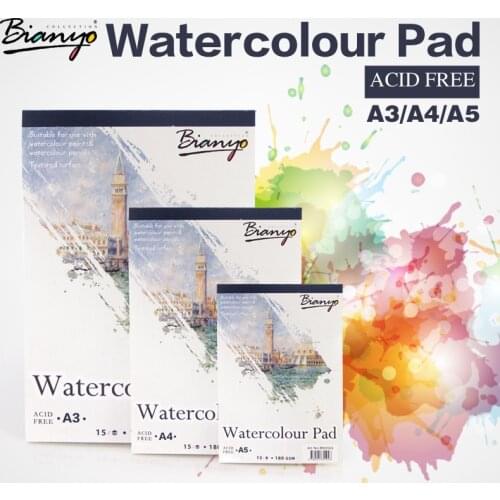 Bianyo A4/A5 Sketchbook for Artist Watercolor Paint,15Sheet Watercolor Paper Notepad Book for Chilren Art Drawing Art Supplies