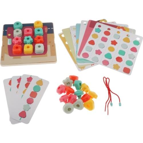 Montessori Threading Blocks Shape Color Match Educational For Toddlers