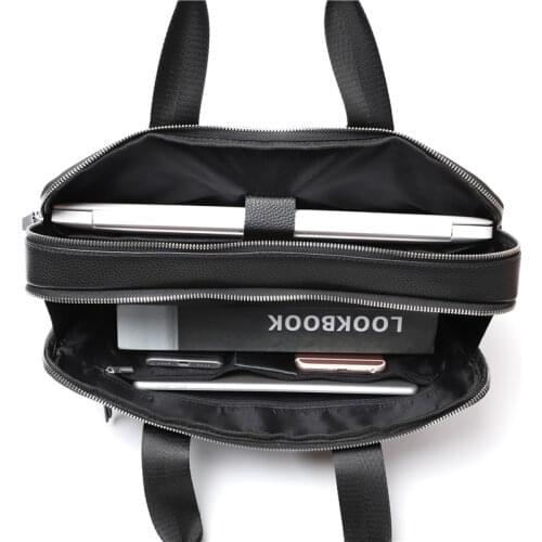 Large Business Briefcase for Men Real Genuine Leather Handbag Male Ducuments Travel Laptop Bag Mens Messenger Shoulder Bags