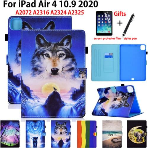 Cover For iPad Air 4 2020 Smart Case for ipad Air4 10.9 inch Funda Auto Wake Cartoon Protective Stand Shell Coque Capa +Gift
