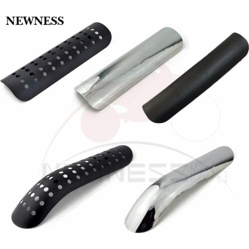 Black /Chrome Motorcycle Curved Exhaust Muffler Pipe Heat Shield Cover Guard Protector Universal for Honda Harley