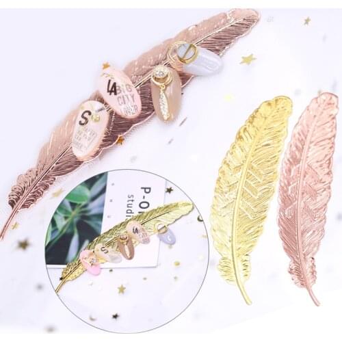 1pc Rose Gold Nail Tip Holder Feather Practice Training Display Stand Metal Manicure Salon DIY Nail Art Showing Tools