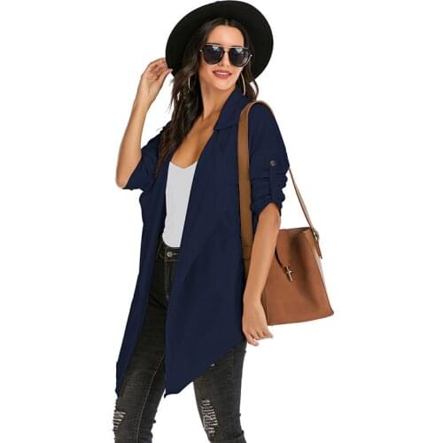 Neatie Kiddie Solid Fashion Women Turn-down Collar Trench Collar Slim Pockets Casual Coat Outwear Clothes Female