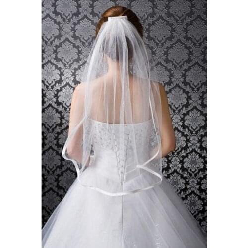 White/Ivory 1 Pcs 1 Layer Satin Edge Wedding Veil Bridal Veils With Comb New bridal veil