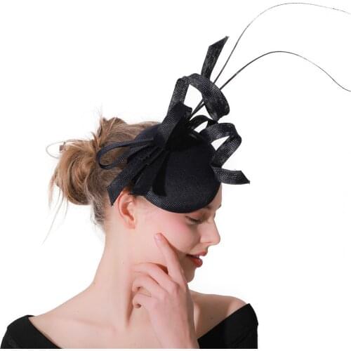 Navy Blue Formal Dress Bride Fascinators Hat Women Flowers Linen Wedding Fedoras Ladies Sinamay Millinery Cap Derby Party Fedora