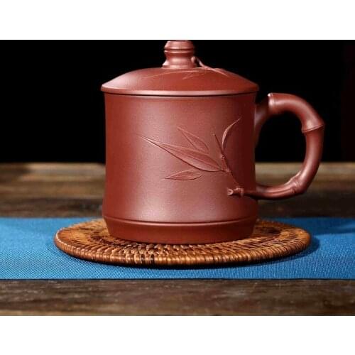 Purple sand cup lid wholesale undressed ore tank in qing bamboo cup handmade gifts customized manufacturer support