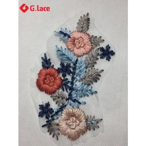 GLace 2pieces DIY Craft supplies13*14cm 3D Lace Collar Trim lace Appliques embroidery patches trim GL015E