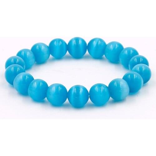 Blue Opal Beads Bracelet & Bangle for Women and Girl, Natural Stone 6/8/10/12 Bead Jewelry,Christmas Gifts,Beach Jewelry