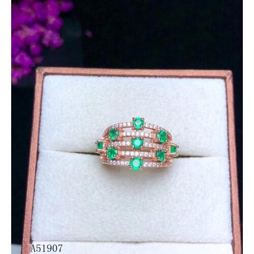 KJJEAXCMY Fine Jewelry 925 sterling silver inlaid natural gemstone emerald ladies ring support detection new bnfg