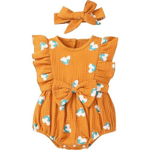 Lioraitiin 0-18M Newborn Infant Baby Girl Fashion Romper Sleeveless O-Neck Cotton Soft Jumpsuit Clothing