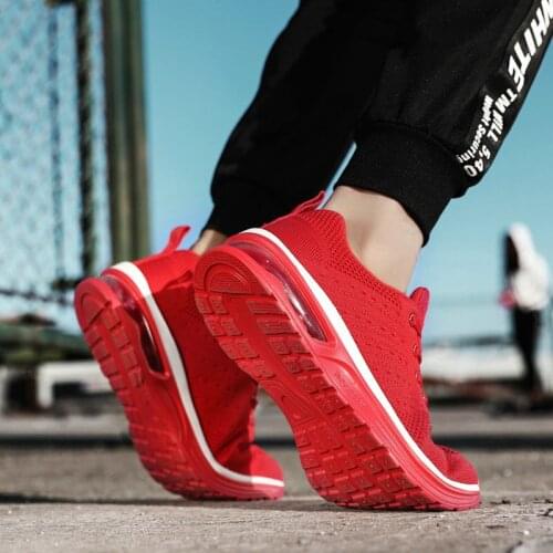 2021 Spring Women Sneakers Red Black Fashion Korean Women Shoes Mesh Breathable Sneakers Air Cushion Casual Shoes Tenis Feminino