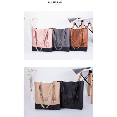 Fashion Tassel Bag New Simple Womens Bag Handbag Shoulder Bag Leisure Shopping Bag Mummy Simple Solid Vintage OL Big Tote Bag