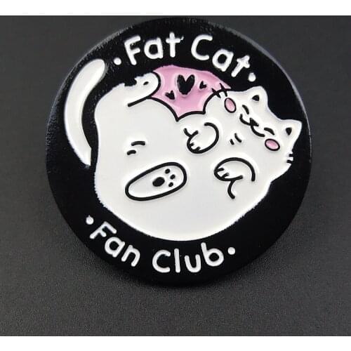 Fashion Enamel Round Fat Cat Pins Brooches Cute animal Badges Bags Metal Pin Jewelry Gifts For backpack Brooch DIY Clothes Jeans