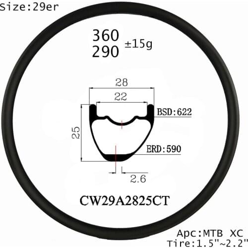 MTB carbon off set rim 29er 28X23mm disc brake hookless clincher tubeless cycle XC wheel good proformace for adjustment balance