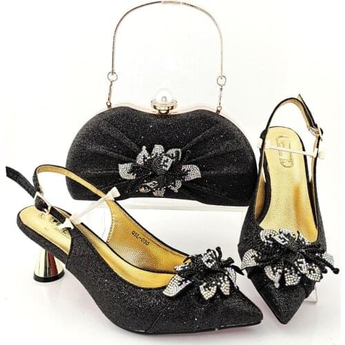 Doershow beautiful Italian Shoes And Bag Sets For Evening Party With Stones Italian Leather Handbags Match Bags set! SYD1-17