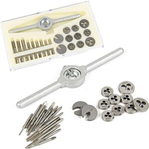 31pcs/set Metal Jewelry Screw Tap & Die Set External Thread Cutting Tapping Hand Tool Kit Jewelry Making Tool for Jeweler