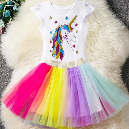 Girls Fancy Star Design Unicorn Dress for Girls Princess Unicornio Party Dresses Summer Kids Dresses for Girl Easter Costume