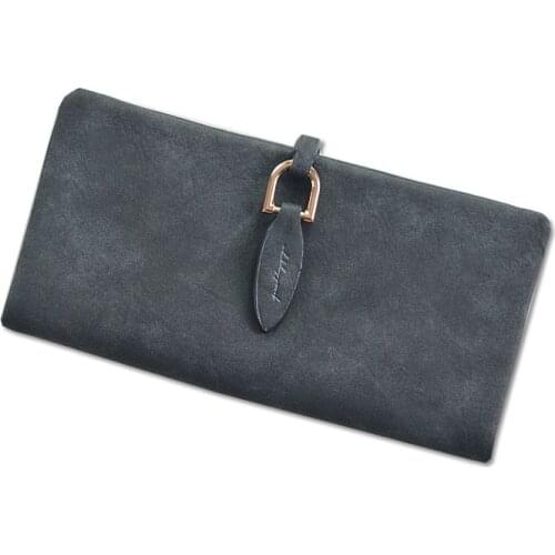 Latest Women Long Purse Fashion Leather Leaf Female Wallet Lady Snap Fastener Coin Purse Matte Women Clutch Wallet Card Holders