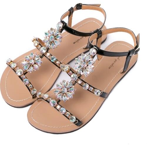2020 NEW Women`s summer beach Sandals woman bohemia diamond sandals party Rhinestone shoes Boho Casual peep toe shoes Slippers