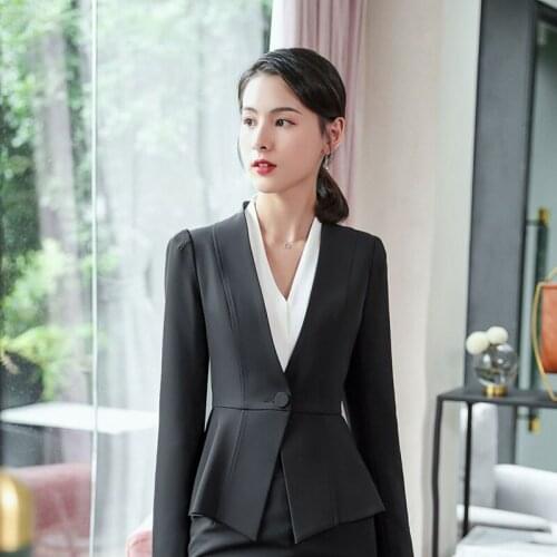 IZICFLY new style autumn spring fashion office jacket Slim black blazer feminino Business work wear women coat plus size tops