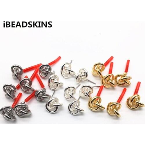 New arrival! 13x13mm 100pcs/lot zinc alloy twist-shape Stud earring/earrings accessories/Earring parts for hand Made Jewelry DIY