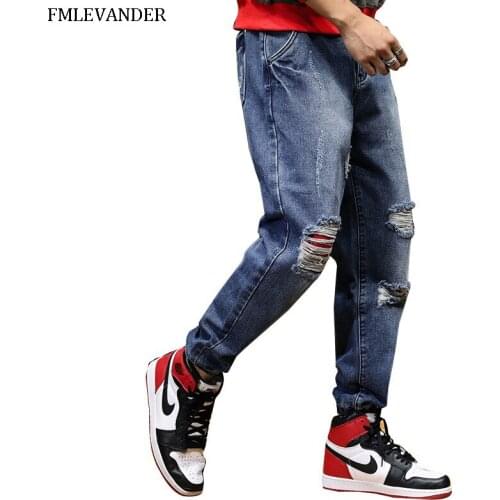 New Fashion Straight Pants Stretch Hip Hop Men Loose Jeans Trousers Homme Jean Men