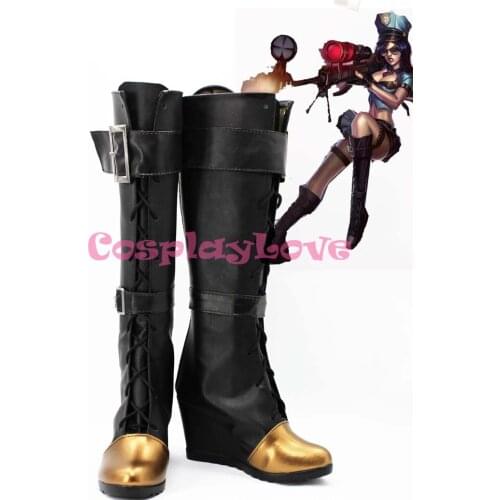 Sheriff of Piltover Caitlyn Cosplay Shoes Custom Made American Game LOL High Heel For Christmas Halloween Festival