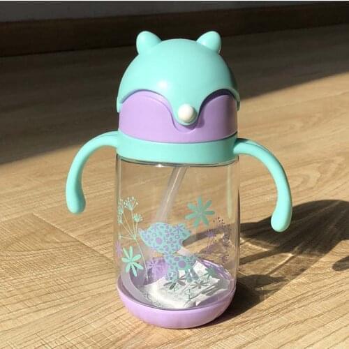 260ml Infant Baby Drinking Cup Straw with Straw Handle BPA Free Kid Feeding Bottles Sippy Baby Training Fox Cups