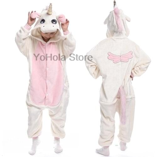 Kids Kigurumi Unicorn Pajams Hoodie for Boys Girls Winter Onesie Pijamas Flannel Warm Pyjamas Anime Cosplay Costume Nightwear