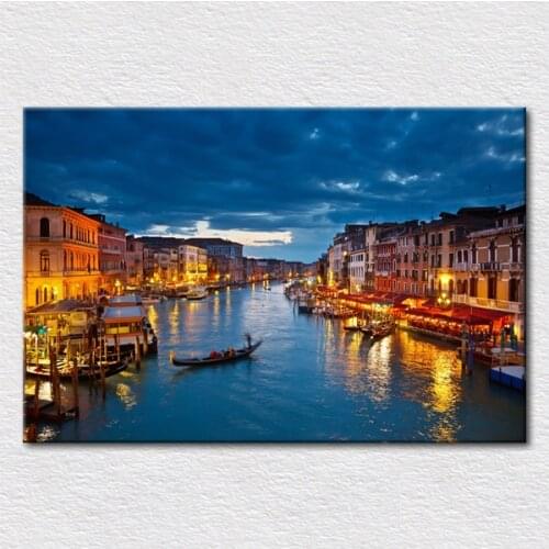 Supply Canvas prints modern city paintings of Europe Italy Venice light view from photo to hang on sofa wall free shipping