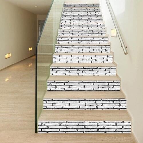 PVC wallpaper gray brick wall simple 13 pieces of DIY stair stickers, step stickers wall stickers