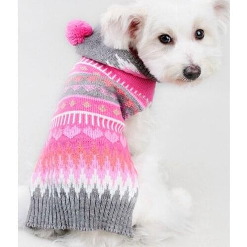 Christmas Dog Sweater with Hoodie Dog Clothes Pet Dog Knitting Warm Snowflake Sweater Puppy Coat Clothes Costume Jacket Apparel