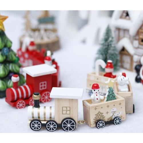 Merry Christmas 2021 Ornament Navidad Noel Decorations For Home Wooden Train Xmas Gift Santa Claus Natal Happy New Year