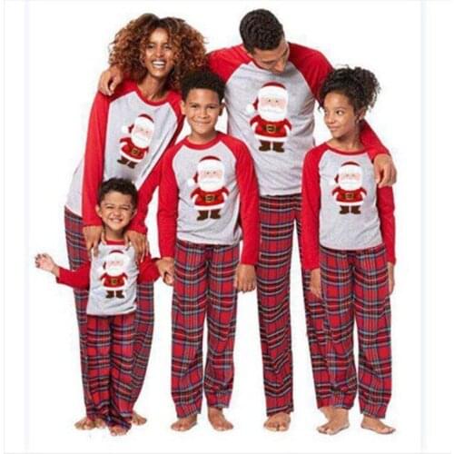 Family Christmas Pajamas Winter Matching Outfits Long Sleeves Red Clothes Mom Dad Kid Kerst Trui Pyjamas Familie 2019