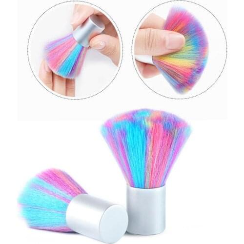 Rainbow Color Nail Art Dust Brush Remover Cleaner for Acrylic UV Nail Gel Powder Rhinestones Supply Makeup Foundation Brushes