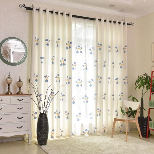 Cartoon Rainbow Clouds Embroidered Children Curtains for Kids Living Room Bedroom,Window Treatments Sheer Tulle Home Decor