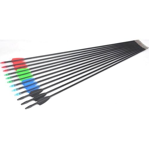24pcs 79cm Fiberglass Arrow OD7mm for 15-35lbs Recurve Bow Long Bow Beginner Practice Archery Hunting Shooting