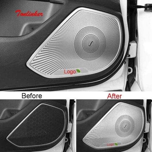 Tonlinker Interior Car Front door Speaker Cover sticker for HONDA ACCORD 2018-19 Car Styling 2 PCS Stainless steel Cover sticker