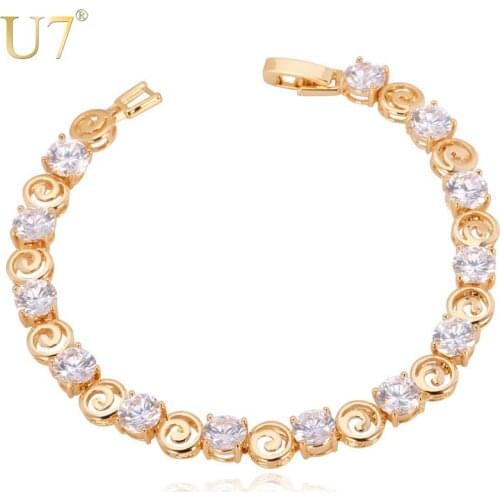 U7 Crystal Bracelet Vintage Trendy Silver/Gold Color Cubic Zirconia Jewelry Bridesmaid Gift Tennis Bracelets For Women H507