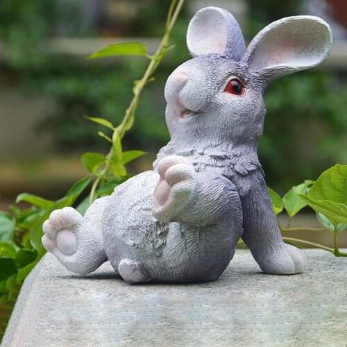 Rabbit Decoration Miniature Resin Ornaments Fairy Garden Accessories Garden Bonsai Decoration Sculpture Tabletop Ornaments