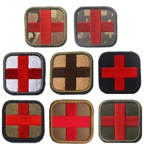 Embroidery medical treatment Military patch red cross US army tactical patches molle hook and loop for backpacks jacket