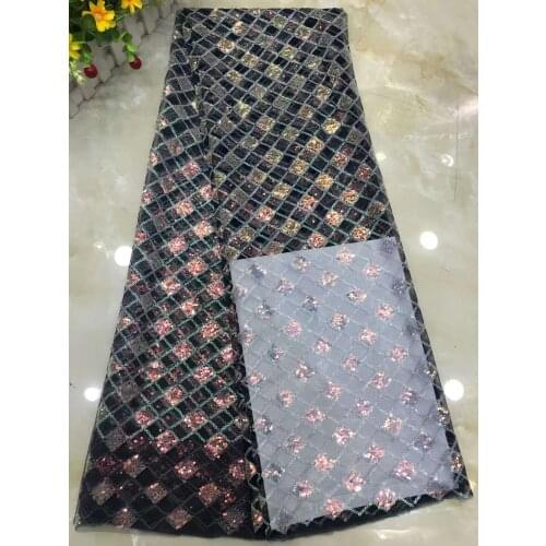 High Quality French Mesh Lace Fabric Sequins Tulle Embroidery Craft Sewing DIY Design Wedding Dress 5 Yards